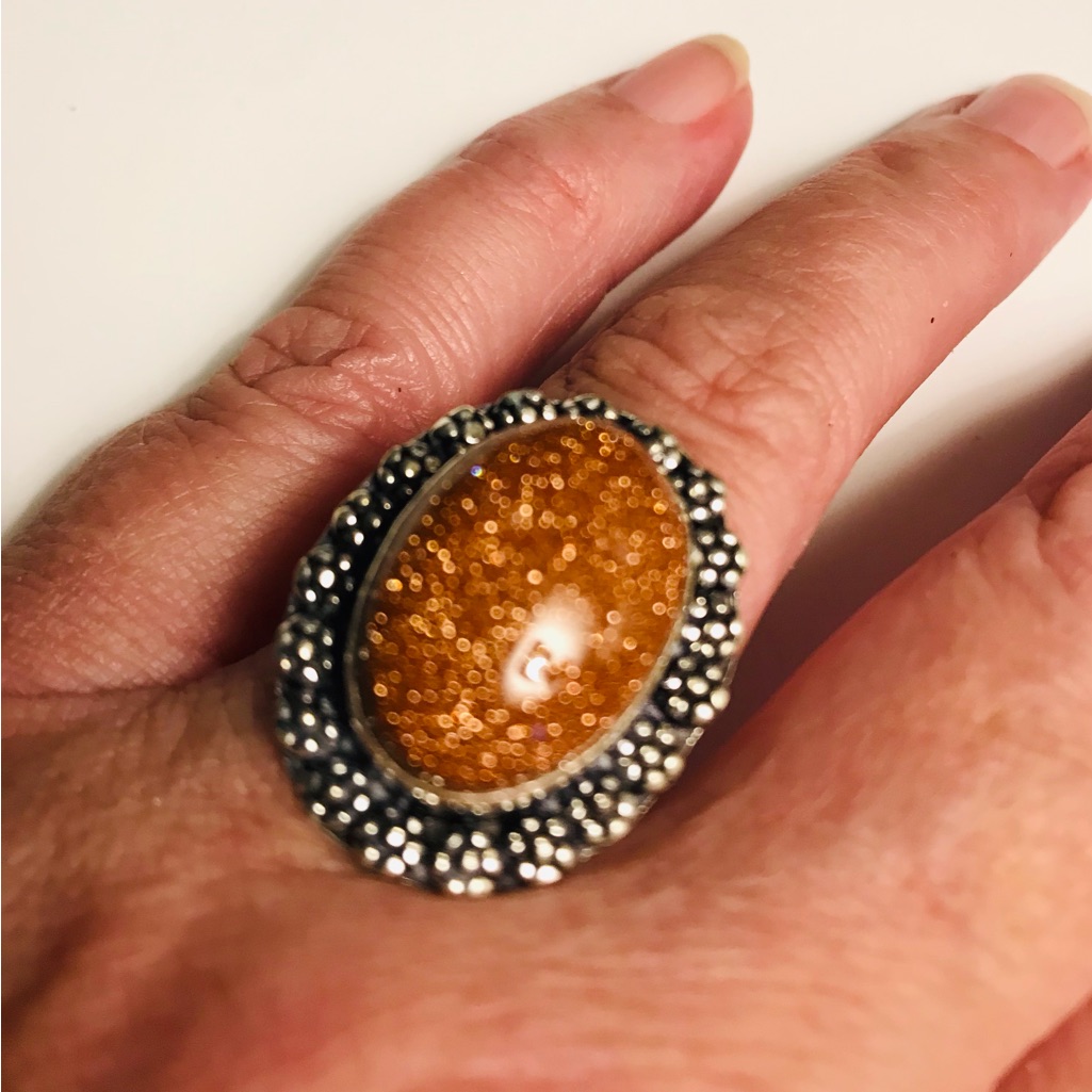 Sandstone Stamped 925 Sterling Silver Ring